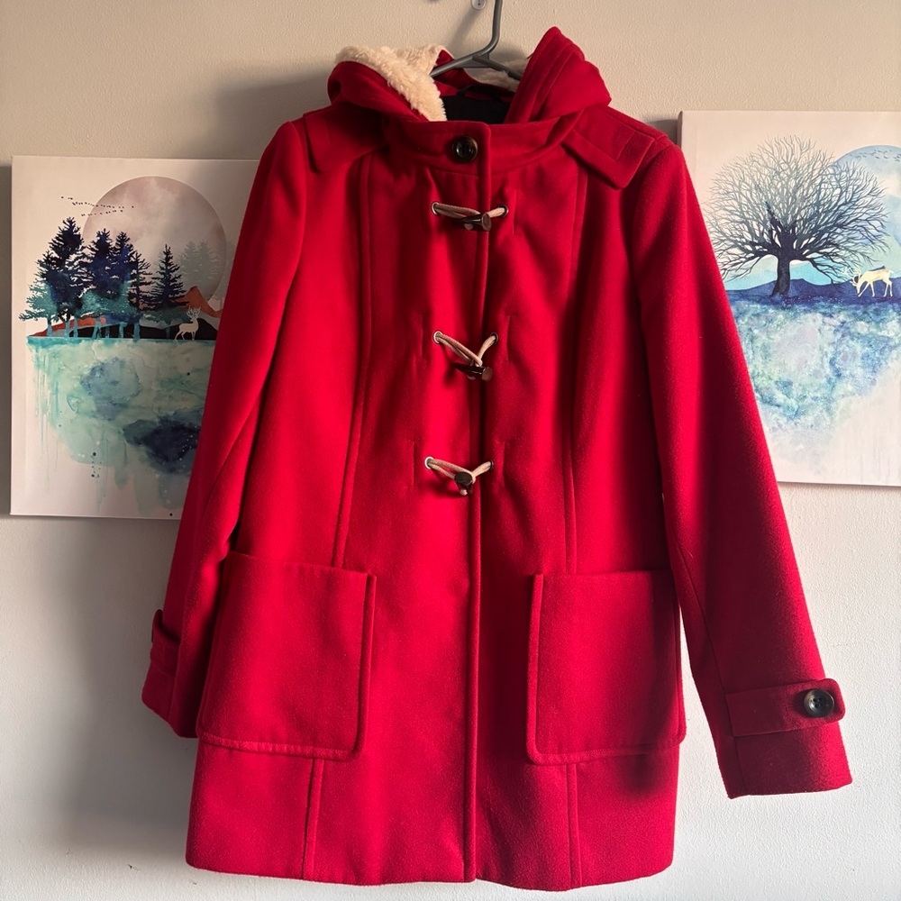 Jessica Red Duffle Coat with hood Medium